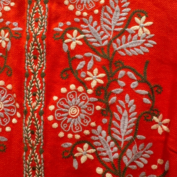 Anthropologie Aiko Red/Orange embroidered dress size 12 - Picture 3 of 7